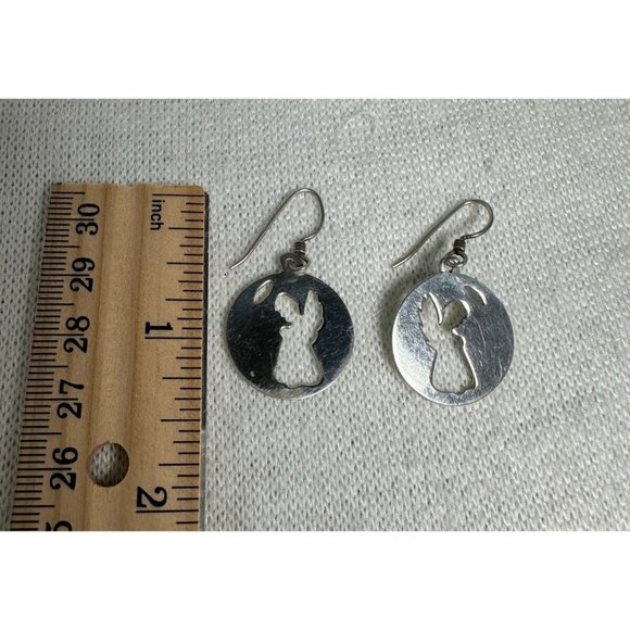 Sterling Silver Angel Cut-Out Dangle Earrings - 1 1/4" - Picture 3 of 4
